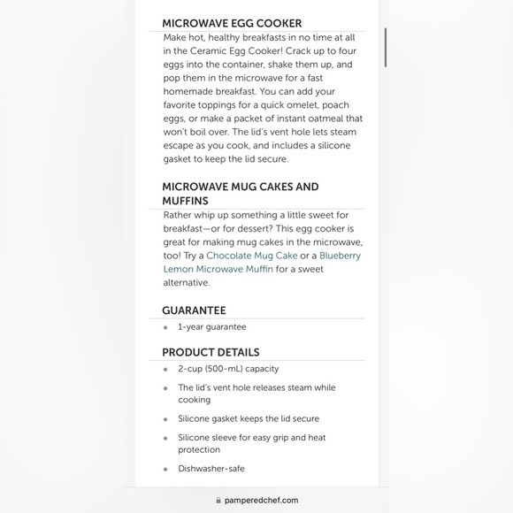 PAMPERED CHEF ceramic egg cooker - Picture 5 of 5